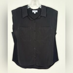 Evereve Black Sleeveless Button Down
